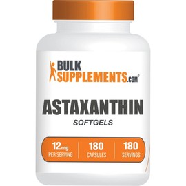 Bulk Supplement Astaxanthin 12mg 180 softgels, 180 counts (1 pack), 180 tablets, 1 unit / 벌크서플리먼트 아스타잔틴 12mg 180소프트젤, 180 카운트(1개 팩), 180정, 1개
