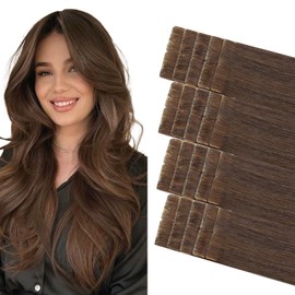 COOKAYU Invisible Tape in Human Hair Extensions, Medium Brown Injected Tape ins Real Human Hair Seamless Extensions 20pcs 50g 22Inch