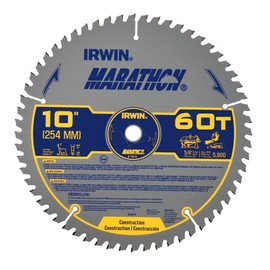 IRWIN Tools MARATHON Carbide Table/Miter Circular Blade, 10-Inch, 60T (14074)