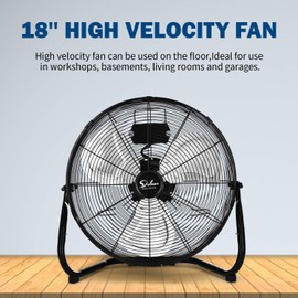 Simple Deluxe 18 Inch 3-Speed High Velocity Heavy Duty Metal Industrial Floor Fans Quiet, Black, 2 Pack