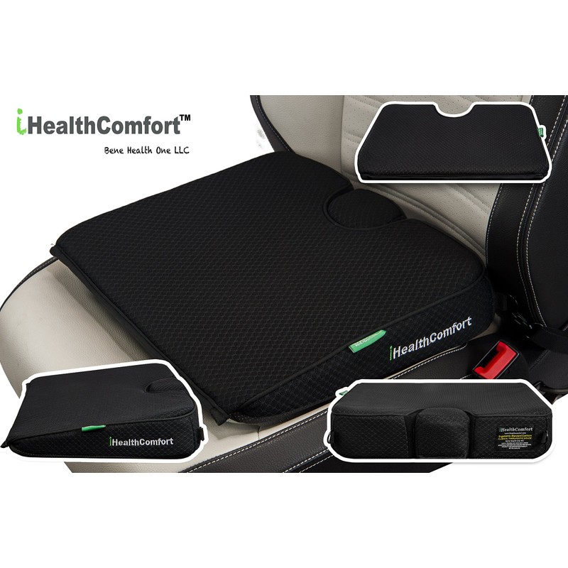 iHealthComfort Portable Wedge Seat Cushion Orthopedic Memory Foam Wellness Cushion