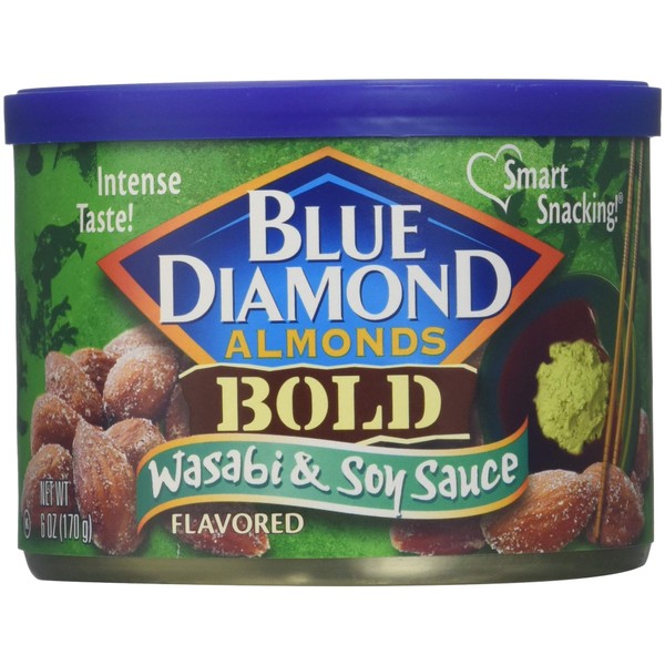 Blue Diamond Bold Wasabi & Soy Sauce Almonds 6 oz (Pack of 12)
