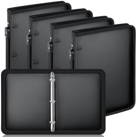 Teling 4 Pcs Zipper Binder with 3 Ring Zipper 1 Inch Binder, Refillable Plastic Clear Binder File Organizer Planner for Projects, Assignments, Memos, School Work, 13.2 x 10 Inch (Black)