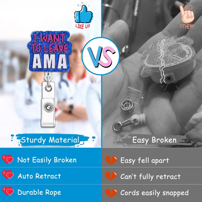 Hitluste Funny Badge Holder Retractable Cute I Want to Leave