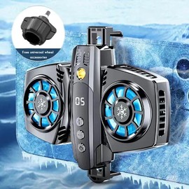 Phone Cooler for Tiktok Live Streaming, Mobile Gaming.Fast Cooling Cell Phone Refrigerator with Customized RGB Lighting, LED Temperature Display，Dual core Cooler,