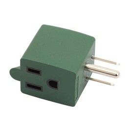 acbroad USA 3-Prong Male-Female Left AngledAdapter,90 Degree Angled USA Male Female Power Adapter, 5-15P to 5-15R Direction Changer Space Save Adapter Green