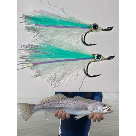 Everglades Backcountry 2 Pack Custom Fishing Flies Tuffleye Acrylic Minnow Surf Candy Turquoise & White