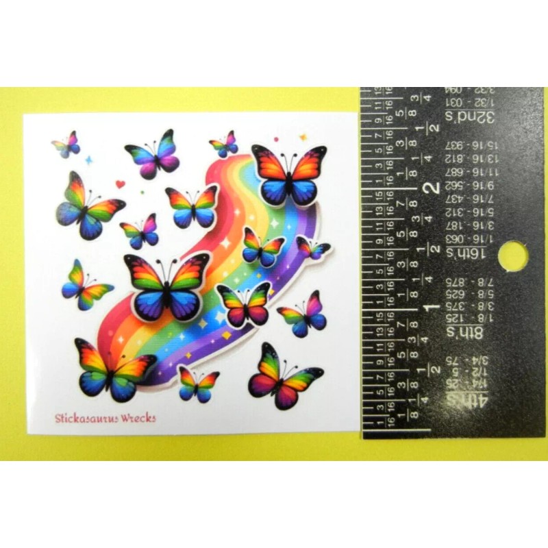 Stickasaurus Wrecks Rainbow Butterflies Mini Sticker Sheet