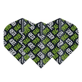 RED DRAGON Hardcore XT Green and White Logo Dart Flights - 4 Sets Per Pack (12 Dart Flights in total)