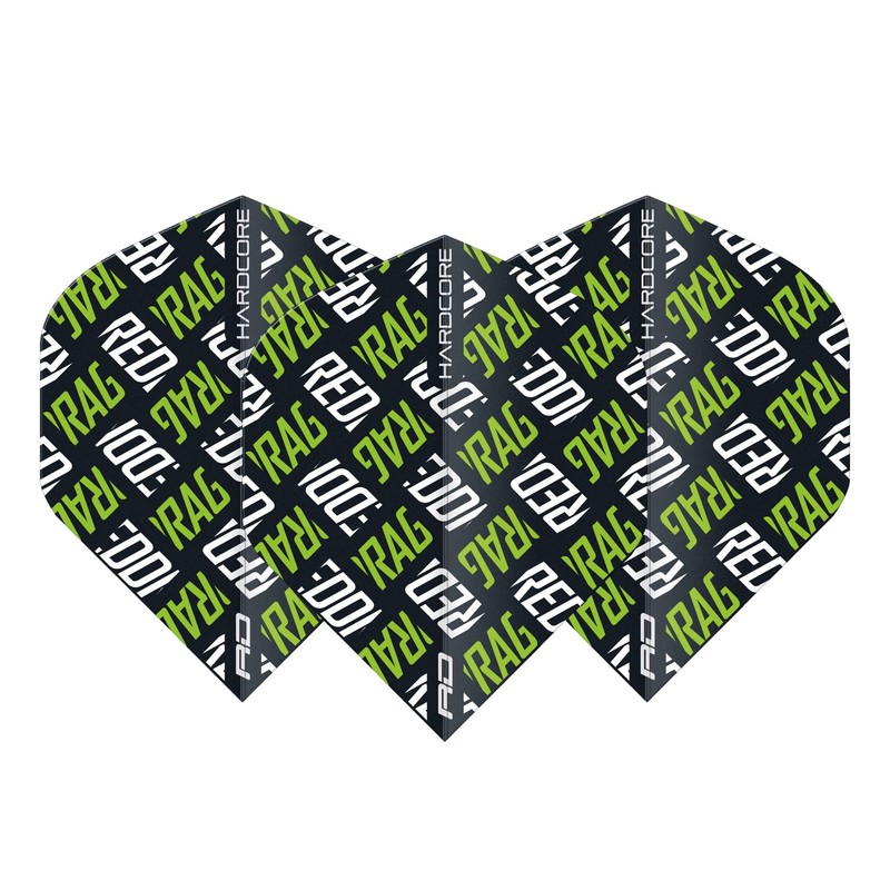RED DRAGON Hardcore XT Green and White Logo Dart Flights