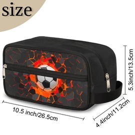 ADTASU Soccer Kids Toiletry Bag for Boys, Boys Toiletry Travel Bag, Waterproof Lightweight Cosmetic Bag Wash Bag Toiletry Bag for Kids Toddler Travel Essential (Orange)