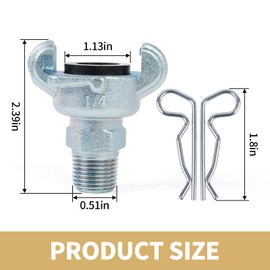 ChillWaves Iron Air Hose Fitting, 1/4" NPT Male 2 Lug Universal Coupling, Chicago Fitting(4-PACK)