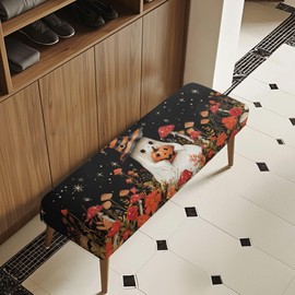 Rerteryuro - Funda de asiento de banco fantasma para comedor, con hongos y extremos de cama, funda de cojín para Halloween, decoración del hogar, para sala de estar, cocina