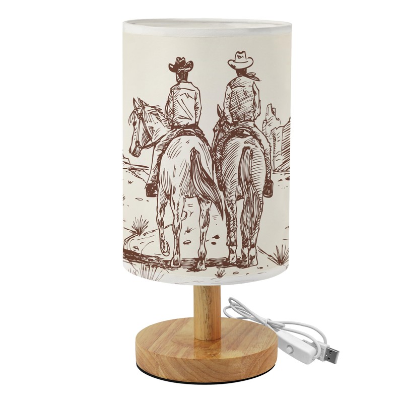 Imvertu Western Cowboy Bedside Table Lamp for Bedroom with USB