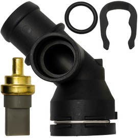 AERZETIX - C67181 - Coolant flange with gasket, sensor and connection for thermoswitch - compatible with OE numbers 1K0122291AD, 1K0122291D