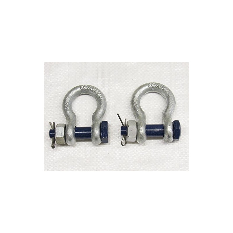 Safety Pin Bow Shackles X2-1 Ton Galvanised 11MM 1000KG Omega