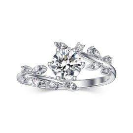 SLIACETE Floral Moissanite Ring for Women 1ct D Color VVS1 Clarity Vines Diamond Ring Leaf Shaped 925 Silver Moissanite Rings Vines Style Engagement Rings For Her 5