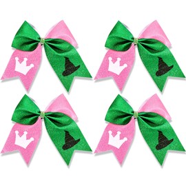 4Pcs Witch Hair Accessories, Pink and Green Cute Hair Bow Clips for Witch Movie Favors Fans Witch Merch Gifts for Women Teens Witch Party Dress Decor Accessories Gift