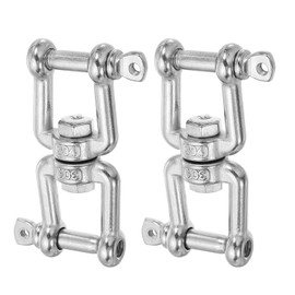 MECCANIXITY Heavy Duty M8 Double Swivel Eye Hook, 304 Stainless Steel Ended Jaw x Jaw Chain Swivel Shackle Ring Connector Load 380 KG/837 lbs for Hanging, Pack of 2