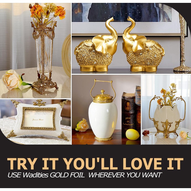 Wadities Imitation Gold Leaf Sheets - 100 Gold Foil Sheets