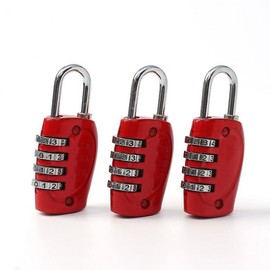 Red Anti-theft 4-Digit Combination Lock (B) 3-Piece Set Safety Products