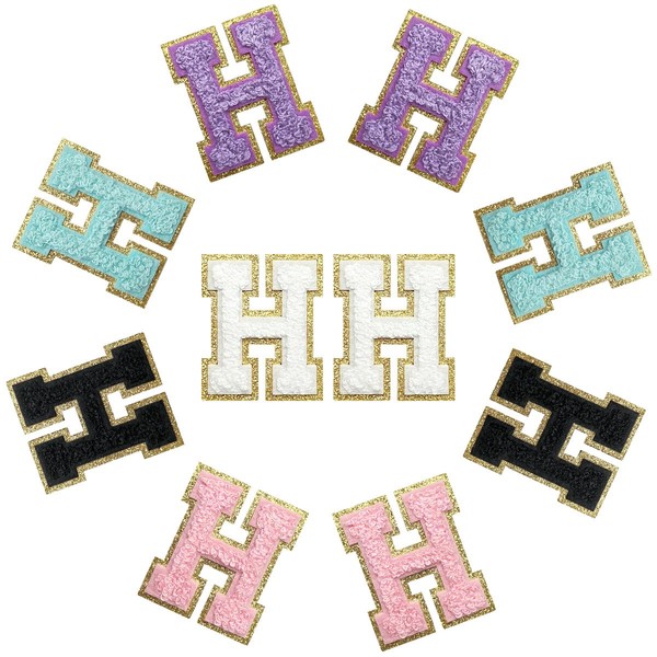 TXSN 10PCS Self Adhesive Chenille Letter Patches, Colorful Iron on