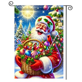Nuxovilar Merry Christmas Garden Yard Flag Double Sided Outdoor Decorative Flags Vacation Xmas Holiday Winter Party Decorations Pattern For outside Polyester (Handheld Gifts Type B,11.81X39.37 Inche)