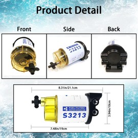 S3213 For Marine Outboard Motor 3/8" NPT Fuel Filter/Water Separator Filter Compatible with Marine Yamaha Racor Sierra Suzuki Outboard Replaces# 35-60494-1 B32013 18-7932-1 18-7932 18-7928-1 18-7922