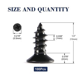 #4 x 1/2" Wood Screw 100Pcs 18-8 (304) Stainless Steel Screws Flat Head Phillips Fast Self Tapping Drywall Screws Black Oxide by SG TZH
