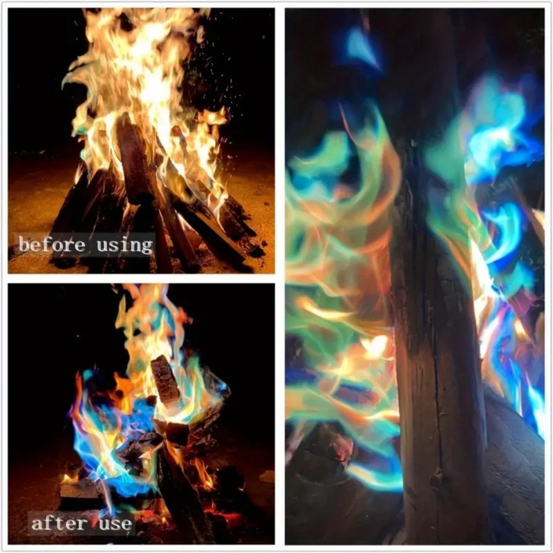 5PCS Fire Colour Changing Powder,Magical Flames,Magic Campfire Flam,Long-Lasting Fire Colour