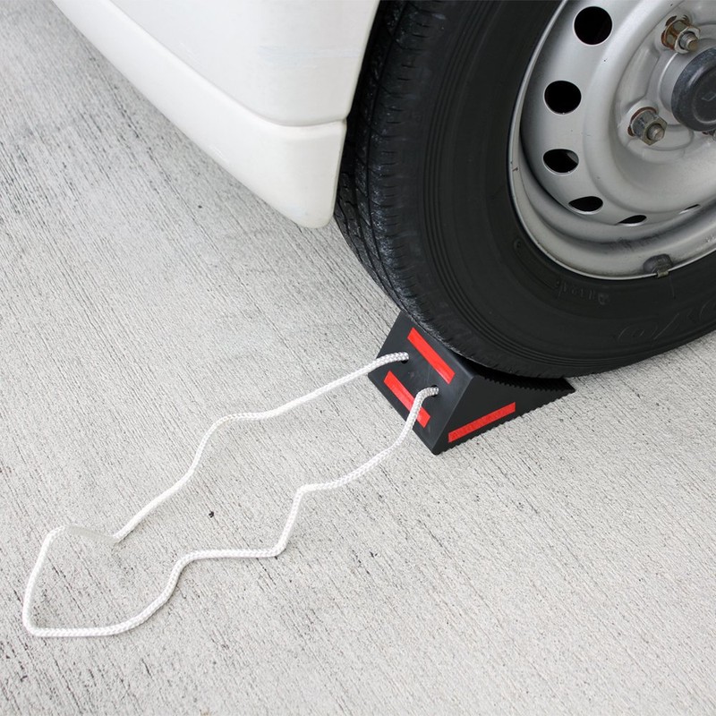 Meltec FT-21 Vehicle Tire Stopper, Rubber, 4 Reflective Tapes, Drawstring,