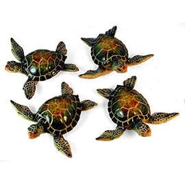 StealStreet YXC-936 4.25" Sea Turtle Decorative Figurines (Set of 4), Green and Brown