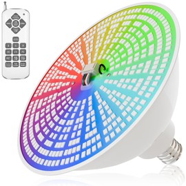 JTT Pool Lights for Inground Pool-LED Pool Light Bulb for Above Ground Swimming Pool-35W(600W Eq.) 6500K 120V Spa Light Bulb E26 Base, Multi-Color & Adjustable with Remote Control - 1Pack