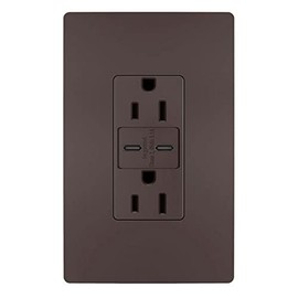 Legrand Pass & Seymour Radiant 15 Amp Wall Power Outlet with USB C Charger, Dark Bronze