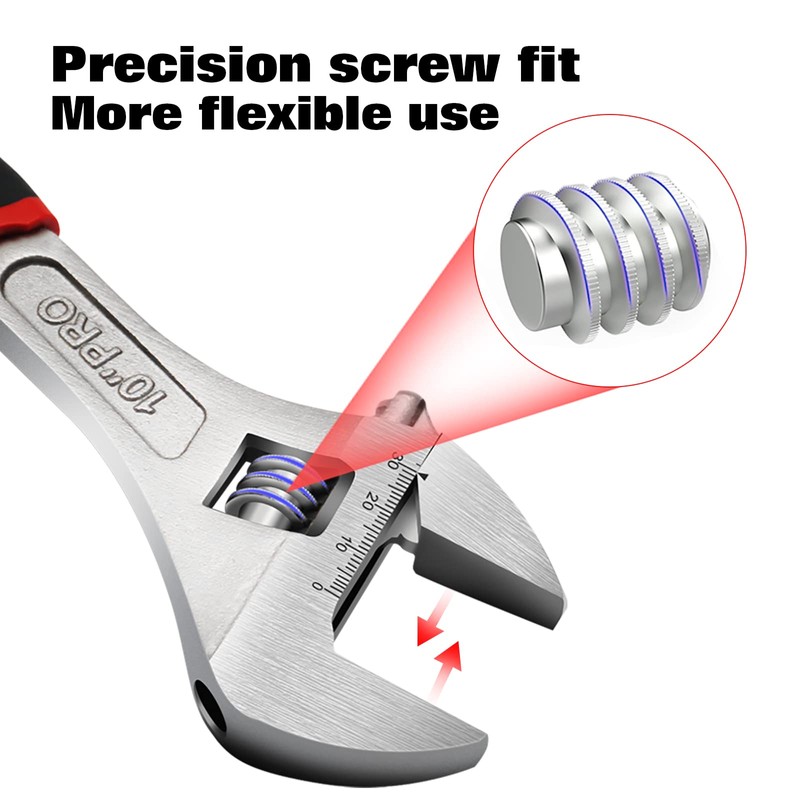 WISEUP Adjustable Wrench 8 Inch Professional Cr-V Forged With Anti-Slip