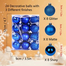 ‘ATB-Foger 24 Blue Glittering Christmas tree decorations 3 cm Christmas baubles for Christmas, holiday, wedding, party, decoration, home, festival, decorations