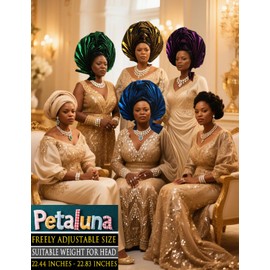 African Head Wrap Nigerian Ge Auto Tie T Urban Headscarf Women Wedding Party Church Special Occasion Hat (US, Alpha, X-Large, Big, Royal Blue)