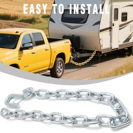 Ollanoos 70cm Trailer Safety Chain, Heavy Duty 3500lbs Safety Chains with Double Spring Clip S Hooks Towing Wire Ropes, Replace for Trailer RV