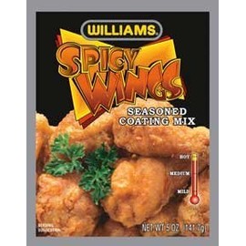 (2 Pack)-Williams Spicy Wings Hot Seasoned Coating Mix, 5 oz. each