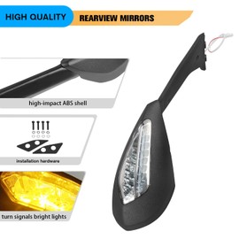 HAONEL Side Rearview Mirror with Turn Signal Light Replacement for Ducati 2018-2024 Panigale V4 V4S / 2020-2025 Panigale V2 Replace for 523S0644A / 523S0651A