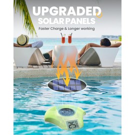 BALDR Solar Pool Thermometer Floating Easy Read, with LCD Large Digital Display, IPX-8 Waterproof, 2024 New Swimming Pool Thermometer, Gauge for Swimming Pools, Ice Bath, Hot Tubs
