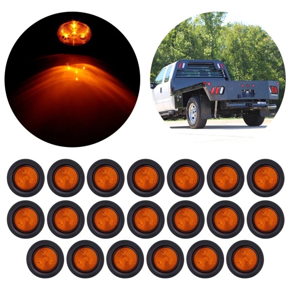LMS 20X2.5" Round 4LED Truck Trailer Side Marker Clearance Turn