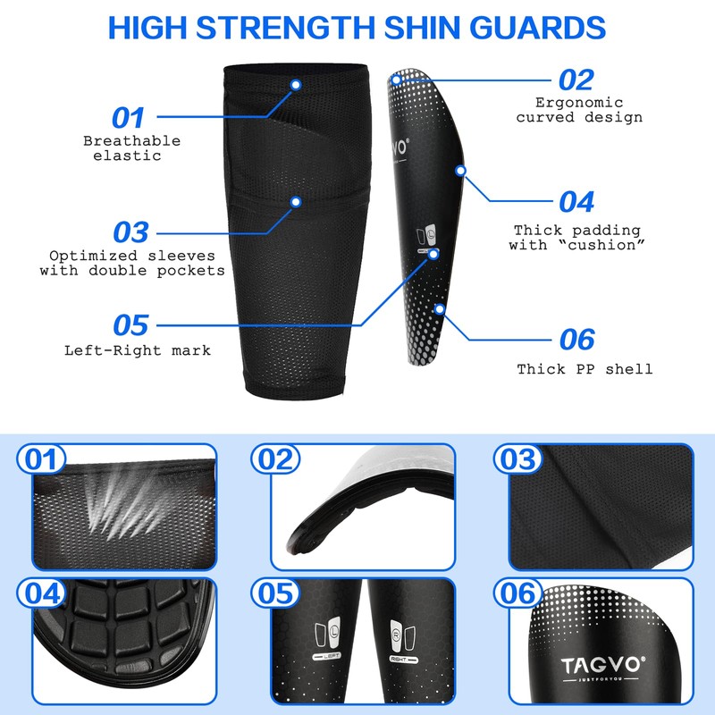 TAGVO Children's Football Shin Pads with Optimised Pocket