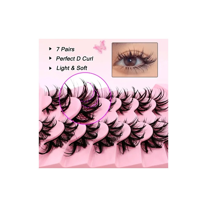 7 Pares De Pestañas Esponjosas Y Húmedas Con Forma De