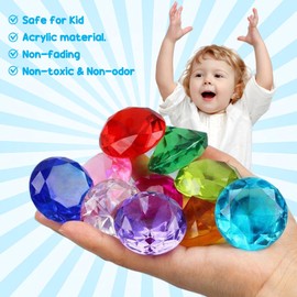 2Set Acrylic Gems 1.6 Inch Multicolor Chaos Emeralds Pirate Treasure Hunt Prop Fake Gems Easy to Clean Little Gems Gift Acrylic Set Pirate Treasure Hunt Toy for Birthday Christmas Easter Prizes