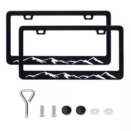 BLVD 2pcs For Toyota Mountains Raised BLack Car License Plate Tag Frame Metal Covers