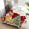 Christmas Santa Dog Sherpa Fleece Blanket, Warm Cozy Plush Flannel