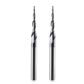 HOZLY Ball End Mill, Conical CNC Milling Cutter, Set of 2, R0.5 Spiral Groove Cutter Bit, 6 mm Shank, 2 Flutes End Mill, HRC55, 0.5 mm Radius CNC Carving Bits with AlTiN Coating for 2D/3D Engraving