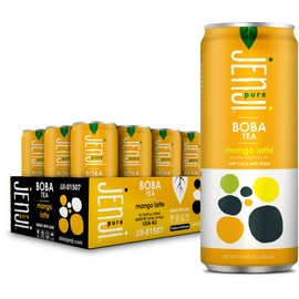 Jenji Pure Boba Tea, Mango Latte Flavor | 10.8 fl oz, Pack of 12 | Plant-Based Beverage
