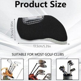 10Pcs Golf Covers Golf Wedge Headcovers Golf Club with See Through Window Clear Visible Head Covers Golf Accessories for Putters, Golf Beginner, Women Men (Black)